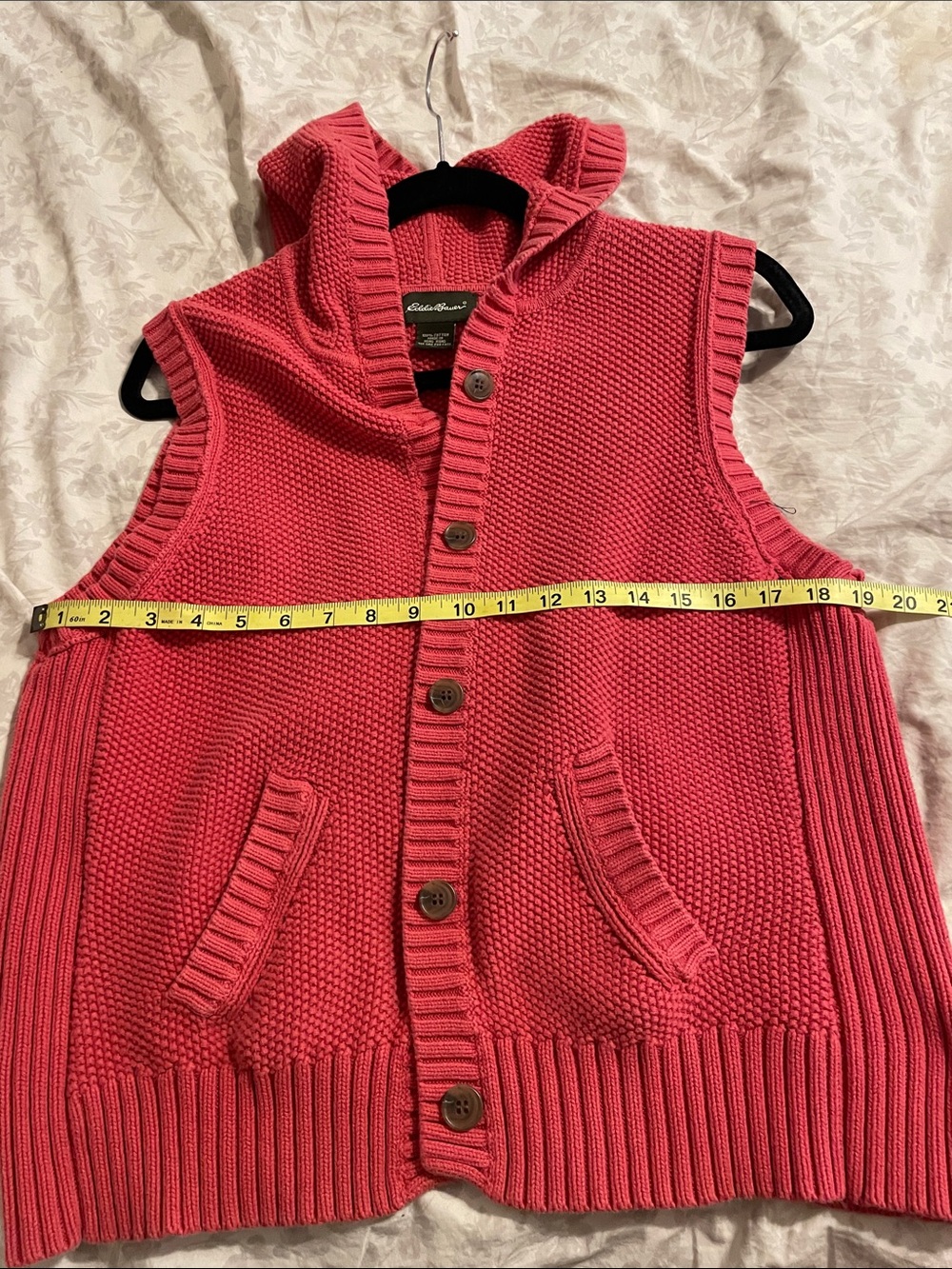 Eddie Bauer vintage Coral Knit Button-Front Vest - Picture 4 of 5